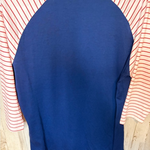 LulaRoe Size L & 3X Blouse Top Blue, Red & White Stripes with Raglan Sleeve - Picture 10 of 14